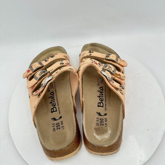 Betula by Birkenstock Florida Women Size 8 Pink Flower Triple Strap Slide Sandal - Picture 6 of 12